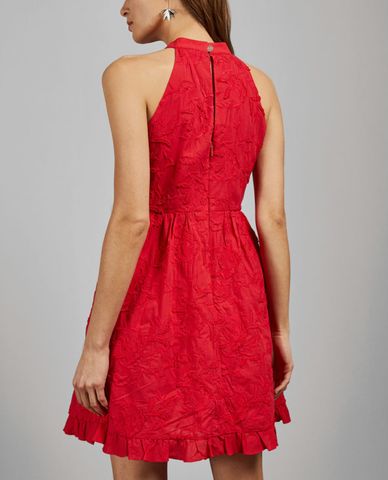  TED BAKER - Đầm suông mini cổ yếm thêu hoa Lorene 