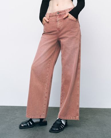  URBAN REVIVO - Quần jeans nữ ống rộng cá tính 