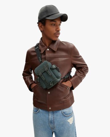  COACH - Túi đeo chéo nam phom chữ nhật nắp gập thời trang 