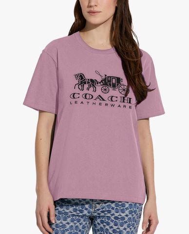  COACH - Áo thun nữ cổ tròn tay ngắn Horse & Carriage 