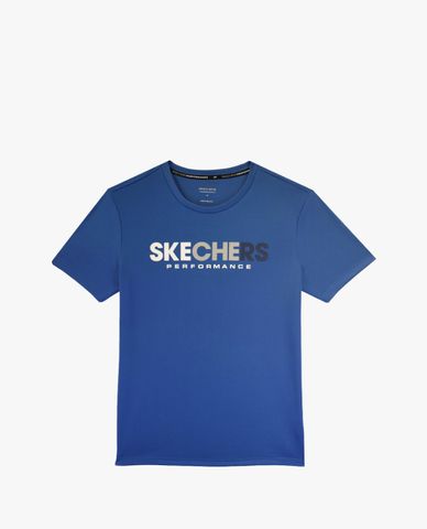  SKECHERS - Áo thun thể thao nam cổ tròn tay ngắn phối logo 