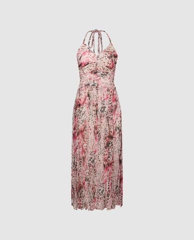  URBAN REVIVO - Đầm midi cổ yếm Floral 