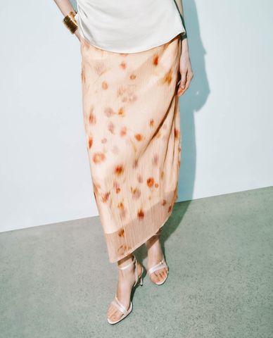  URBAN REVIVO - Chân váy phom suông midi in hoạ tiết 