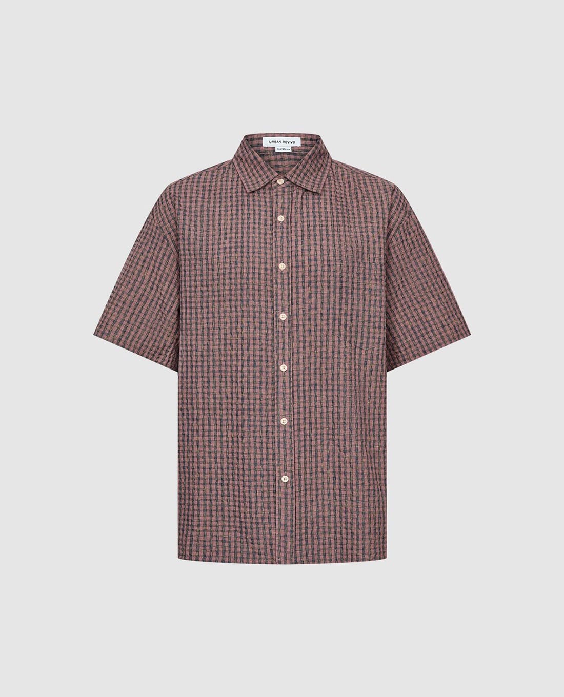 URBAN REVIVO - Áo sơ mi nam tay ngắn caro hiện đại