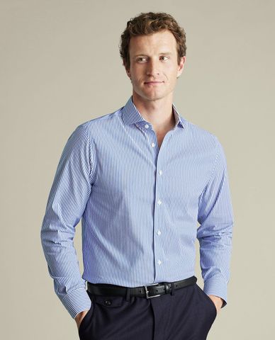  CHARLES TYRWHITT - Áo sơ mi nam cổ bẻ tay dài Twill Stripe 