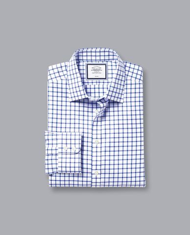  CHARLES TYRWHITT - Áo sơ mi nam tay dài Twill Grid Check 
