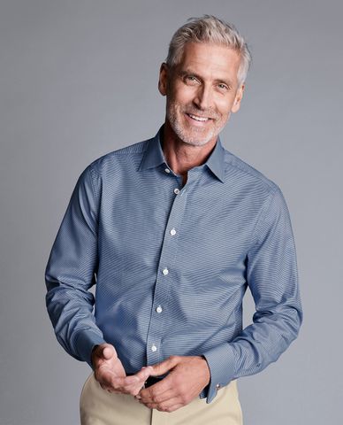  CHARLES TYRWHITT - Áo sơ mi nam cổ bẻ tay dài Egyptian Cotton Puppytooth 