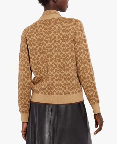  COACH - Áo cadigan nữ tay dài cổ V nữ tính 