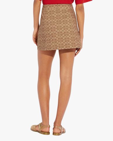  COACH - Chân váy chữ A mini phối họa tiết logo thời trang 