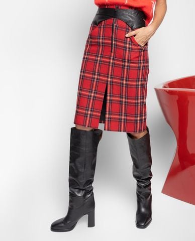  PINKO - Chân váy bút chì caro Check Flannel 