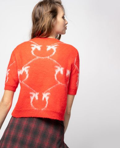  PINKO - Áo len nữ ngắn tay Monogram Jacquard 