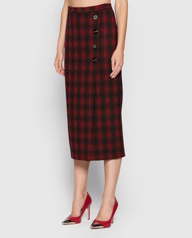  PINKO - Chân váy bút chì caro phối nút tròn 