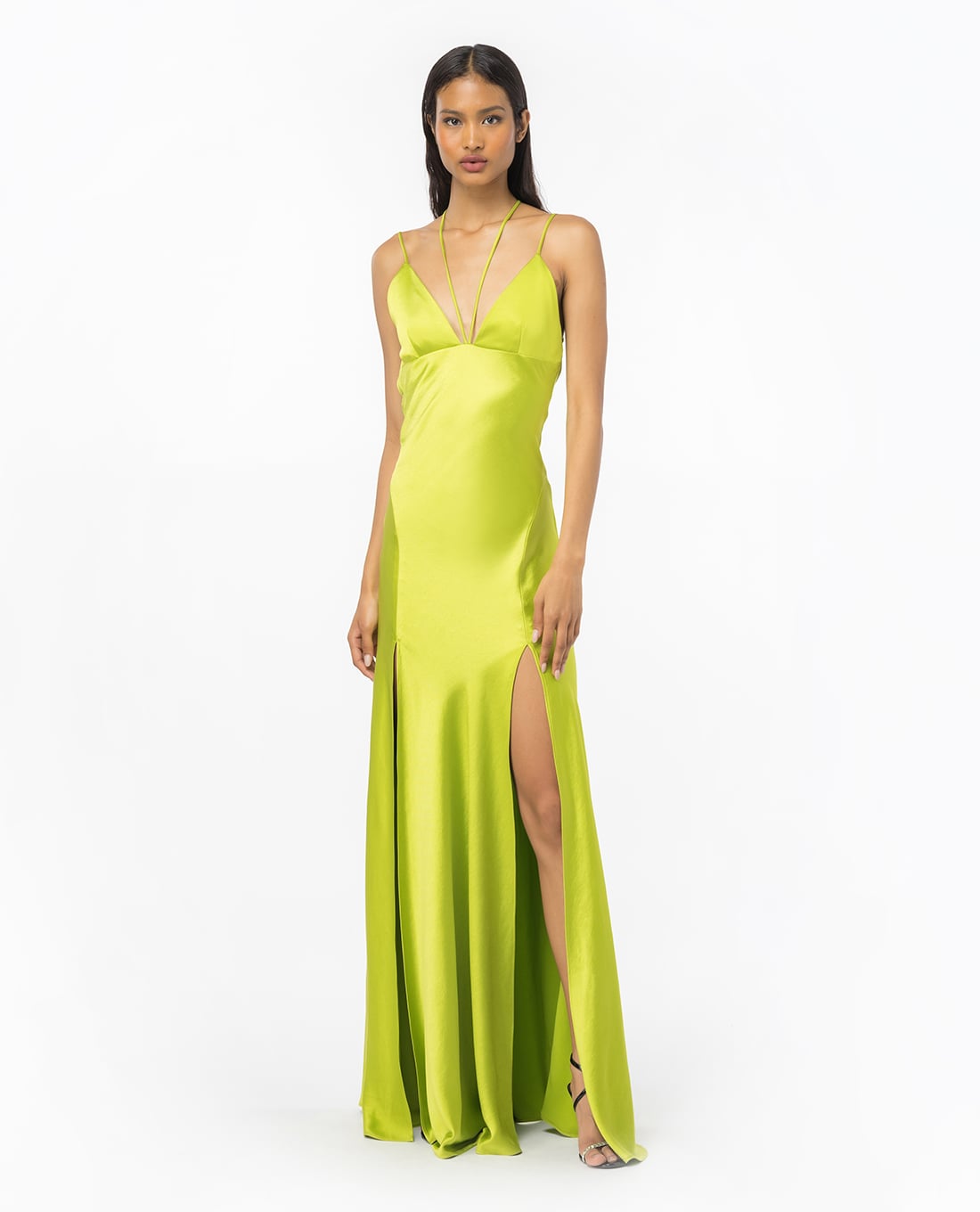 PINKO - Đầm maxi hai dây xẻ tà Fissione