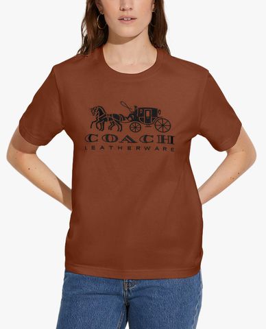  COACH - Áo thun nữ cổ tròn ngắn tay Horse & Carriage 