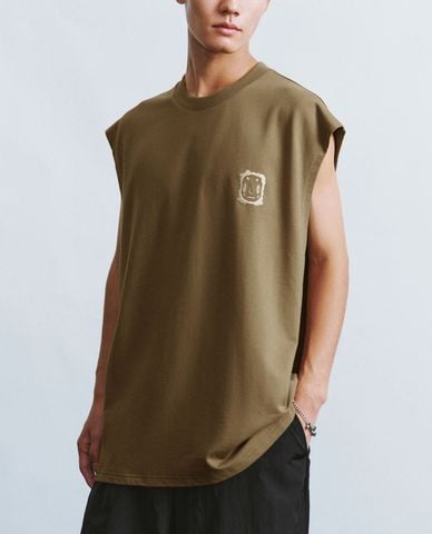  URBAN REVIVO - Áo ba lỗ nam cổ tròn phối hình in trẻ trung Printed 