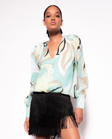  PINKO - Áo kiểu nữ cổ V tay dài Cosquin 