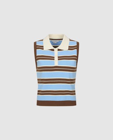  URBAN REVIVO - Áo sát nách nữ dệt kim kẻ sọc 