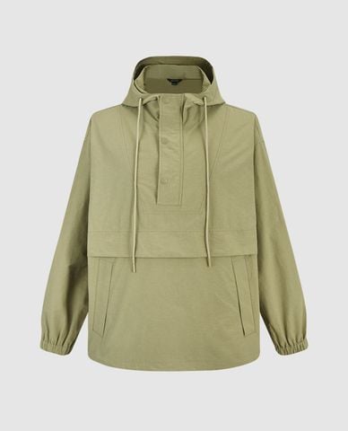  URBAN REVIVO - Áo hoodie nam phối nút bấm cá tính 