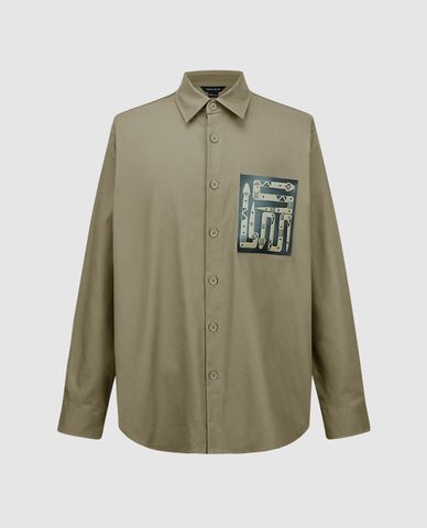  URBAN REVIVO - Áo sơ mi nam cổ bẻ tay dài Printed 