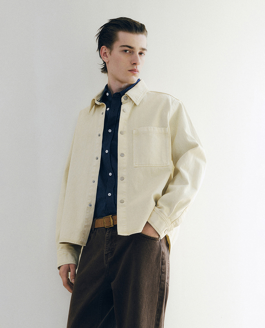 URBAN REVIVO - Áo sơ mi nam cổ bẻ tay dài