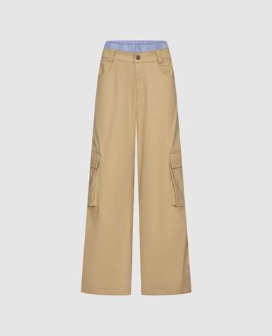  URBAN REVIVO - Quần nữ ống rộng phối túi hộp 