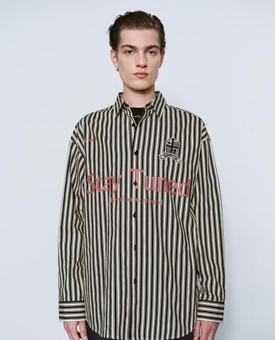  URBAN REVIVO - Áo sơ mi nam tay dài kẻ sọc 