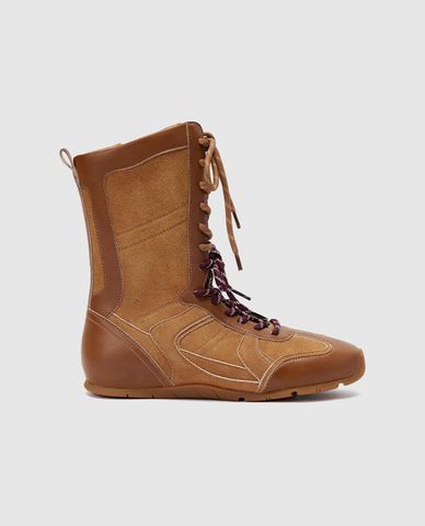  URBAN REVIVO - Giày boots nữ đế thấp cổ cao Lace Up 