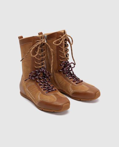  URBAN REVIVO - Giày boots nữ đế thấp cổ cao Lace Up 