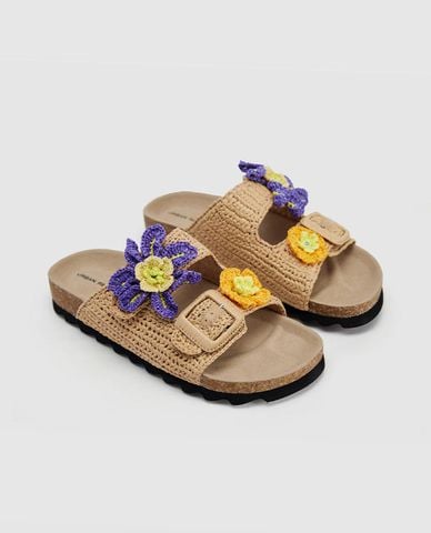  URBAN REVIVO - Dép nữ quai ngang Crochet 