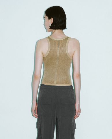  URBAN REVIVO - Áo sát nách nữ dệt kim cổ tròn hiện đại 