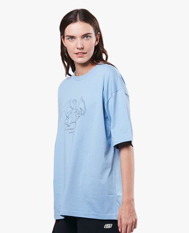  SKECHERS - Áo thun unisex ngắn tay phom suông Pokémon 