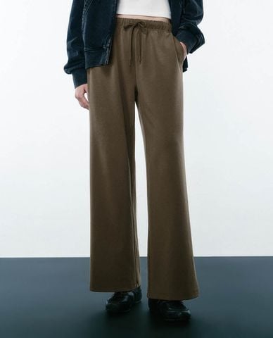  URBAN REVIVO - Quần nữ ống rộng lưng thun thời thượng 