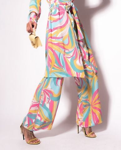  PINKO - Quần nữ ống rộng lưng thun Parera 