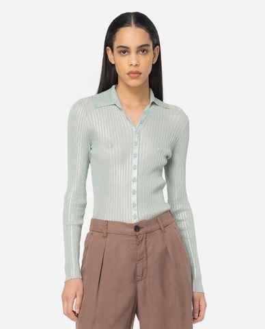  PINKO - Áo sơ mi cổ bẻ tay dài phom ôm Rush 