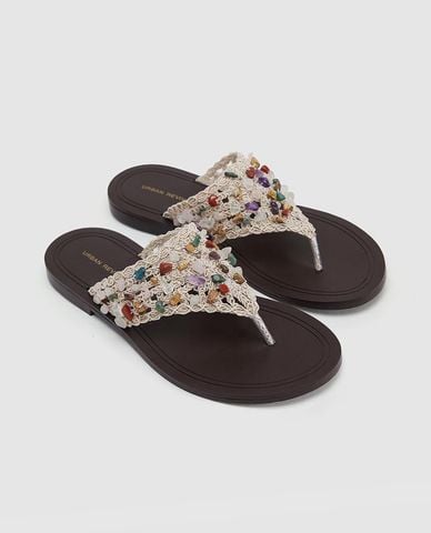  URBAN REVIVO - Dép kẹp nữ đính đá thời thượng 