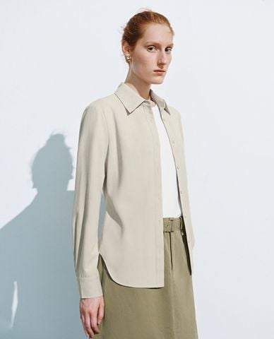  URBAN REVIVO - Áo sơ mi nữ cổ bẻ tay dài thanh lịch 