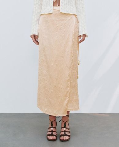  URBAN REVIVO - Chân váy phom suông midi thanh lịch 