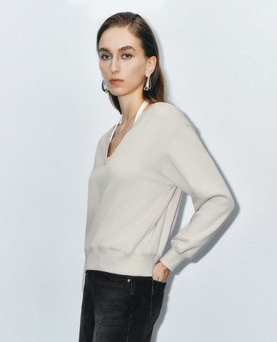  URBAN REVIVO - Áo kiểu nữ cổ yếm tay dài Halter Neck Loose 