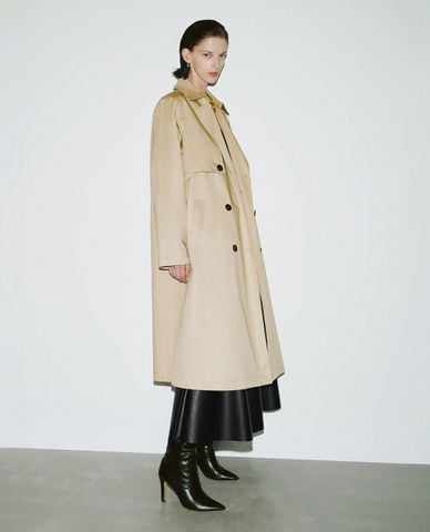  URBAN REVIVO - Áo khoác măng tô nữ dáng dài Straight 