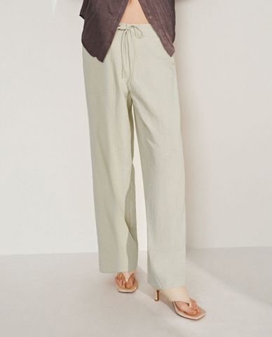  URBAN REVIVO - Quần nữ ống rộng phối dây rút 