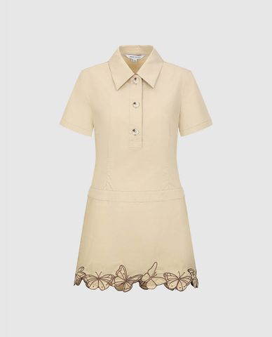  URBAN REVIVO - Đầm sơ mi mini tay ngắn Butterfly Décor 
