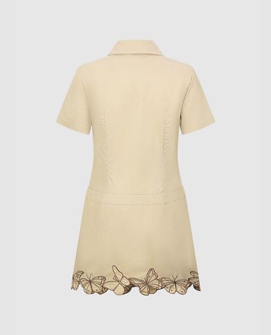  URBAN REVIVO - Đầm sơ mi mini tay ngắn Butterfly Décor 