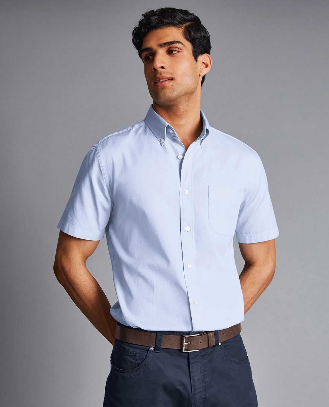 CHARLES TYRWHITT - Áo sơ mi nam cổ bẻ tay ngắn Plain