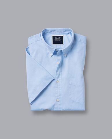  CHARLES TYRWHITT - Áo sơ mi nam tay ngắn Washed Oxford 