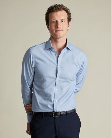  CHARLES TYRWHITT - Áo sơ mi nam cổ bẻ tay dài Non-Iron Westminster Weave 