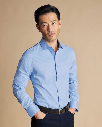  CHARLES TYRWHITT - Áo sơ mi nam cổ bẻ tay dài Stretch Texture 
