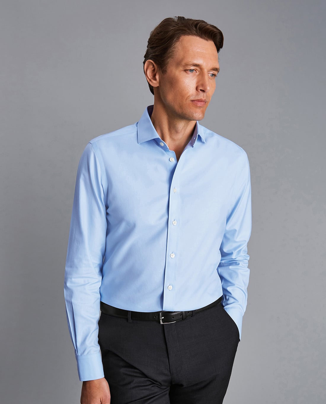 CHARLES TYRWHITT - Áo sơ mi nam tay dài Cutaway Collar Non Iron Twill