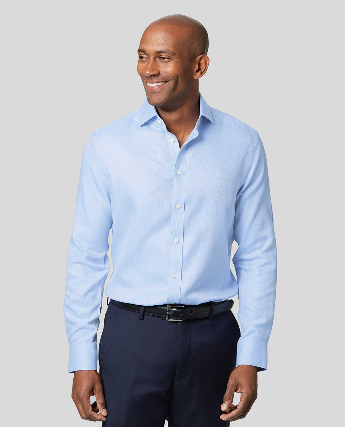 CHARLES TYRWHITT - Áo sơ mi nam tay dài Cutaway Collar Herringbone