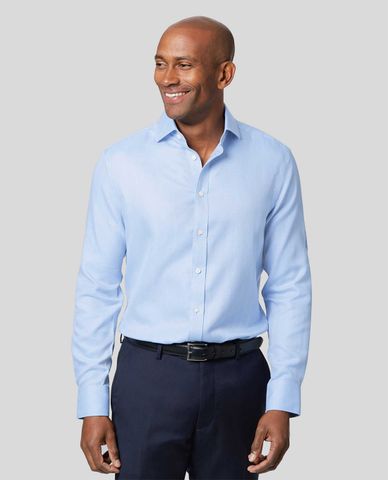  CHARLES TYRWHITT - Áo sơ mi nam tay dài Cutaway Collar Herringbone 