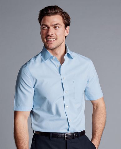  CHARLES TYRWHITT - Áo sơ mi nam cổ bẻ tay ngắn Non Iron Poplin 